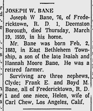 Joseph W. Bane obit